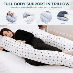 12 Ft Full Body Support Pillow with Removable Buttercup Cream Cover