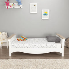 CuddleCo Clara 2 Piece Nursery Furniture Set with Cot Bed & Dresser – White/Ash