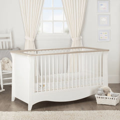 CuddleCo Clara 2 Piece Nursery Furniture Set with Cot Bed & Dresser – White/Ash