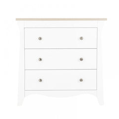 CuddleCo Clara 2 Piece Nursery Furniture Set with Cot Bed & Dresser – White/Ash