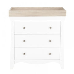 CuddleCo Clara 2 Piece Nursery Furniture Set with Cot Bed & Dresser – White/Ash