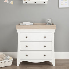CuddleCo Clara 2 Piece Nursery Furniture Set with Cot Bed & Dresser – White/Ash