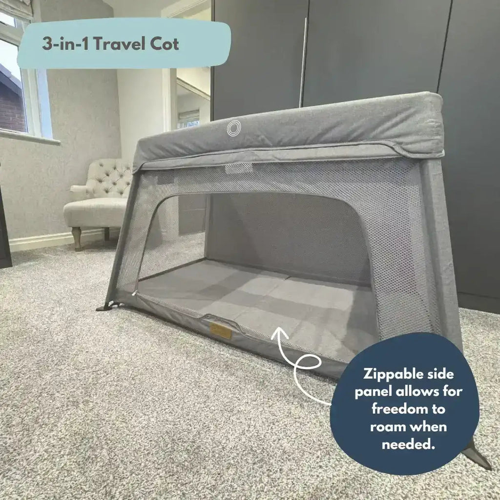 Airpod 3 Travel Cot Includes Newborn Insert - Light Grey