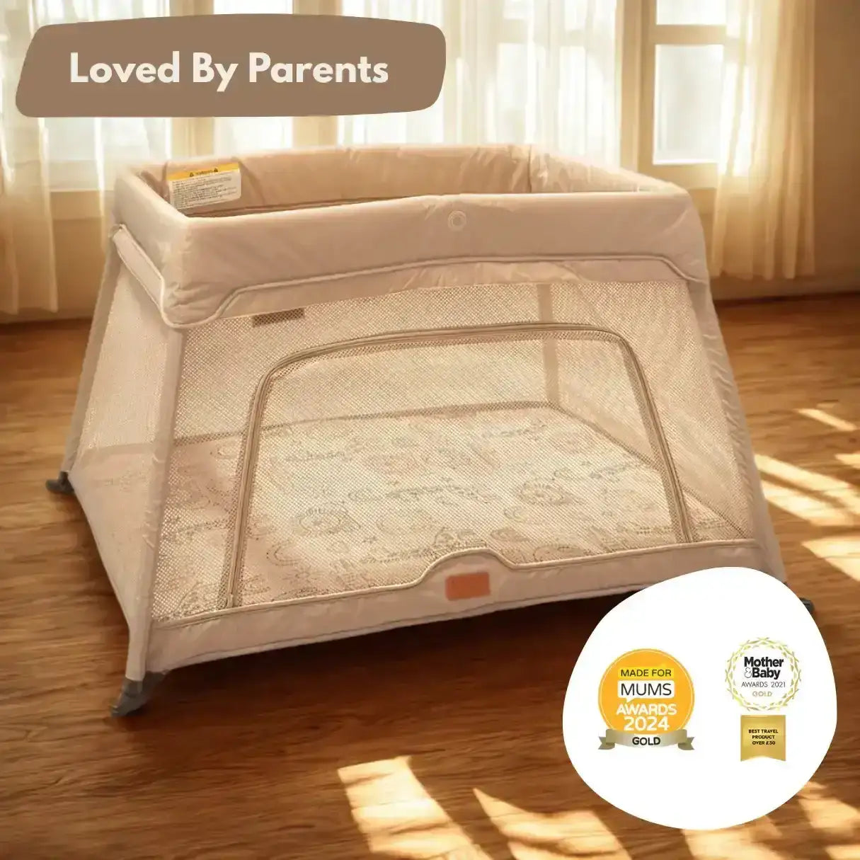 Airpod 3 Travel Cot Includes Newborn Bassinet Insert - Beige