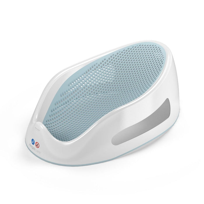 Aqua soft-touch bath support seat with textured insert and side cutout