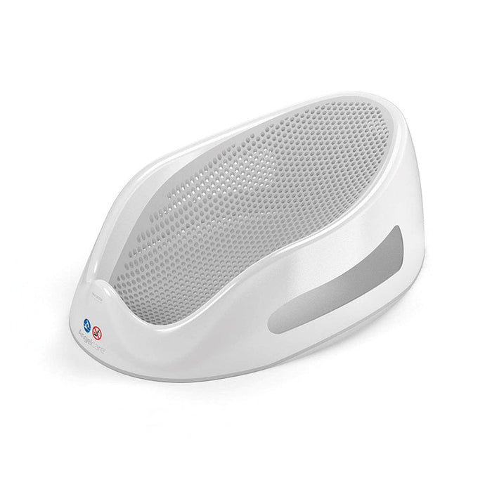 Grey soft-touch bath support with perforated mesh and molded side handle