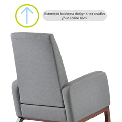 Askern Rocking Chair – Natural Oak &amp; Grey Linen – Wooden Nursery Rocker