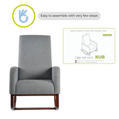 Askern Rocking Chair – Natural Oak &amp; Grey Linen – Wooden Nursery Rocker