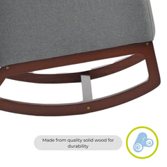 Askern Rocking Chair – Natural Oak &amp; Grey Linen – Wooden Nursery Rocker