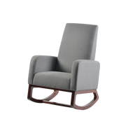 Askern Rocking Chair – Natural Oak &amp; Grey Linen – Wooden Nursery Rocker image 2