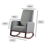 Askern Rocking Chair – Natural Oak &amp; Grey Linen – Wooden Nursery Rocker image 13