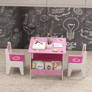 AIYAPLAY Kids Table & Chair Set with Bookshelves – Pink image 8