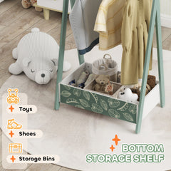 AIYAPLAY Children's Clothing Rack with Storage Shelf – Green