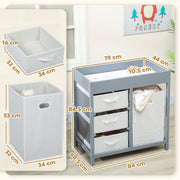 AIYAPLAY Baby Changing Unit with 4 Storage Drawers & Changing Mat – Grey image 2