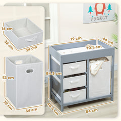 AIYAPLAY Baby Changing Unit with 4 Storage Drawers & Changing Mat – Grey