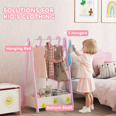 AIYAPLAY Children's Clothing Rack with Storage Shelf – Pink
