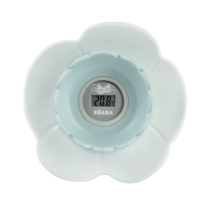 Blue lotus-shaped digital thermometer with LCD temperature display