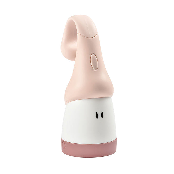 Chalk pink and white portable night light torch with small oval face
