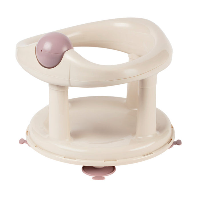 Bebe Confort swivel bath seat with beige body and lavender handle knob