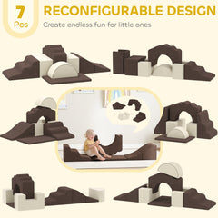 AIYAPLAY 7-Piece Soft Play Set for Babies & Toddlers – Brown