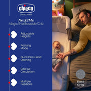 Chicco Next2Me Magic Evo Crib - Dark Gray image 2