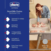 Chicco Next2Me Twins Crib - Magnet Grey image 3