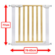 Wood & Metal Pressure Fit Baby & Toddler Door & Stair Safety Gate | 76-83cm x H77cm - White image 2