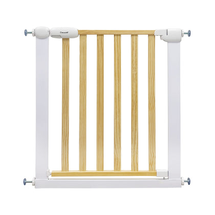 Wood & Metal Pressure Fit Baby & Toddler Door & Stair Safety Gate | 76-83cm x H77cm - White