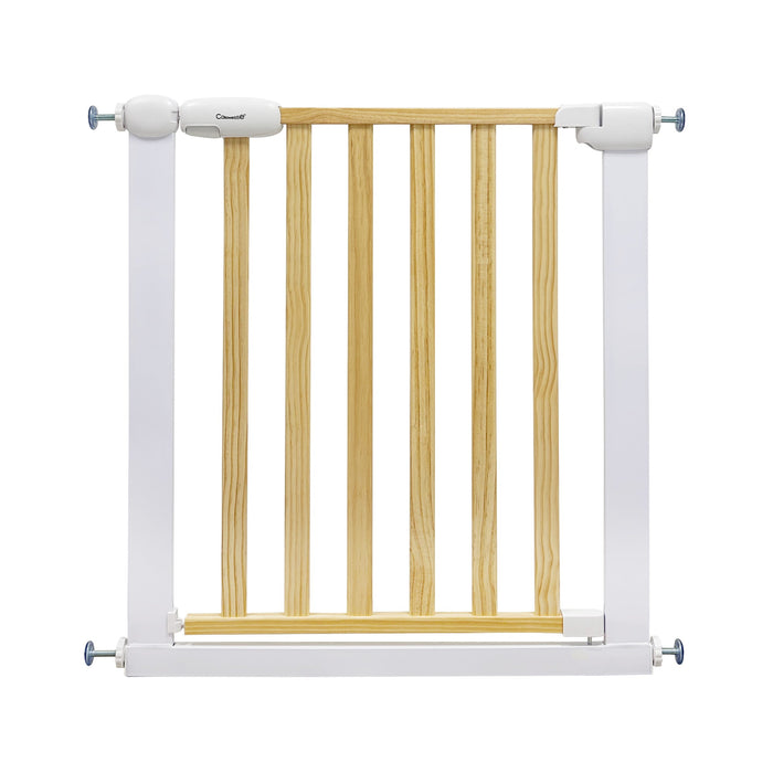 Wood & Metal Pressure Fit Baby & Toddler Door & Stair Safety Gate | 76-83cm x H77cm - White
