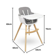 Callowesse Elata 3-In-1 Scandi Wooden Highchair – Grey image 3