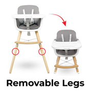 Callowesse Elata 3-In-1 Scandi Wooden Highchair – Grey image 4