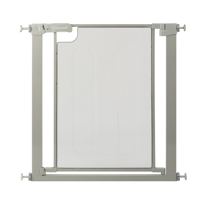Ash grey metal mesh baby stair gate with side mounting brackets
