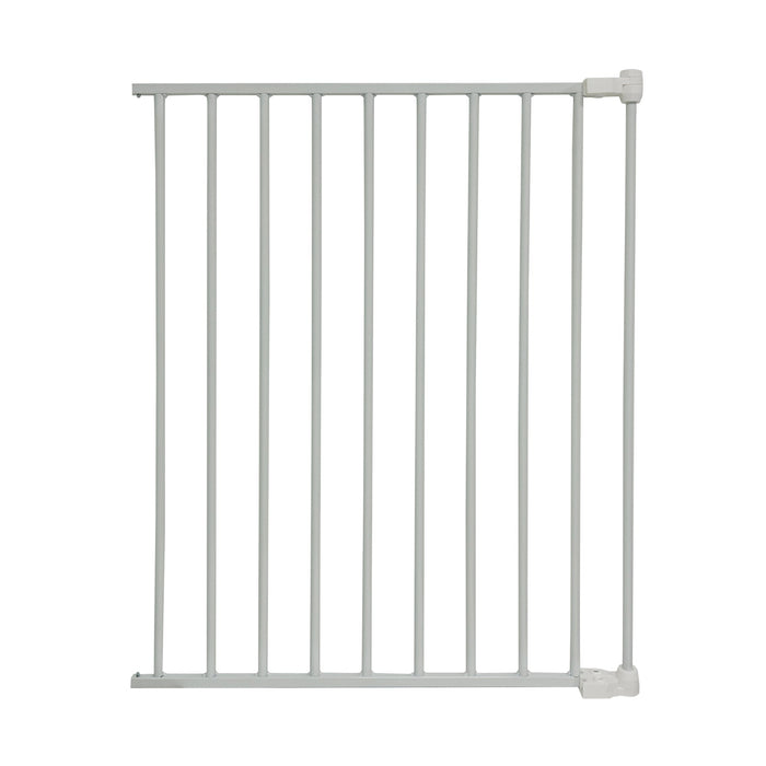 White hexagonal playpen additional panel with vertical bars and corner connectors.