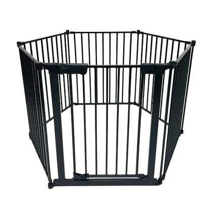 XL Extendable Hexagonal Playpen, Fireguard and Room Divider - Black