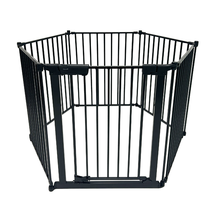 XL Extendable Hexagonal Playpen, Fireguard and Room Divider - Black