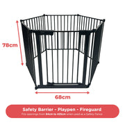 XL Extendable Hexagonal Playpen, Fireguard and Room Divider - Black image 3
