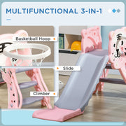 AIYAPLAY 3 in 1 Baby Slide for Indoor Use with Climber, Basketball Hoop, Basketball, for Ages 18-36 Months - Pink image 4