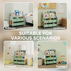 AIYAPLAY Kids Toy Storage Unit with Book Rack – Green