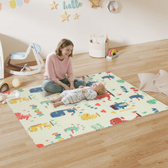 AIYAPLAY Dinosaur-Themed Baby Play Mat – Double-Sided, Foldable, 177 x 146 cm