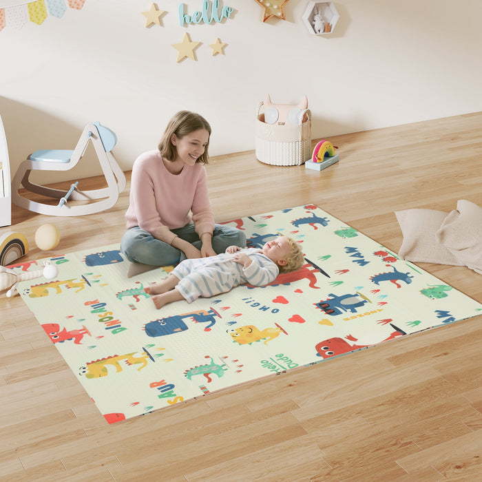 AIYAPLAY Dinosaur-Themed Baby Play Mat – Double-Sided, Foldable, 177 x 146 cm