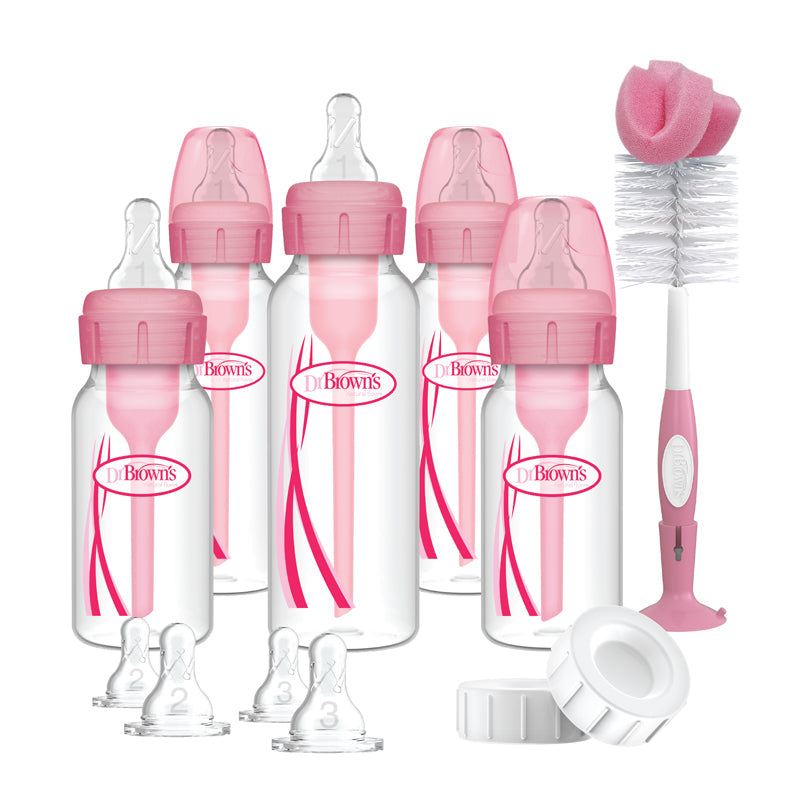 Dr Brown's Anti-Colic Options+ Narrow Neck Pink Baby Bottle Gift Set