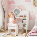 AIYAPLAY Kids Dressing Table with Mirror & Stool – White
