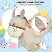 HOMCOM Plush Donkey Rocking Toy with Sound – Grey (18–36 Months) image 4