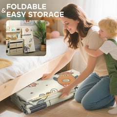 AIYAPLAY Double-Sided Foldable Baby Play Mat – Astronaut & Planet Design