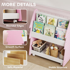 AIYAPLAY Kids Bookshelf & Toy Storage Unit – Pink