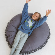 MINICAMP Large Floor Cushion with Tassels in Grey image 4