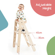 MamaToyz Folding Montessori Learning Tower – Natural Beech Wood image 4