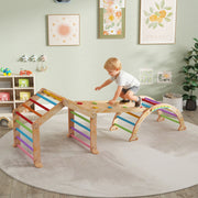 AIYAPLAY 9-in-1 Wooden Toddler Climbing Frame with Slide & Arch image 1