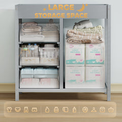 AIYAPLAY Baby Changing Unit with 4 Storage Drawers & Changing Mat – Grey