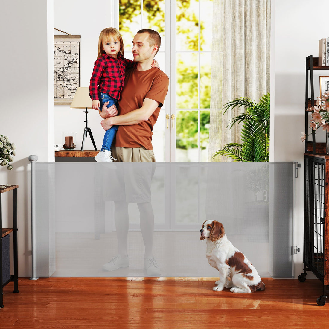 PawHut Retractable Baby Safety Gate – Up to 180cm, Grey
